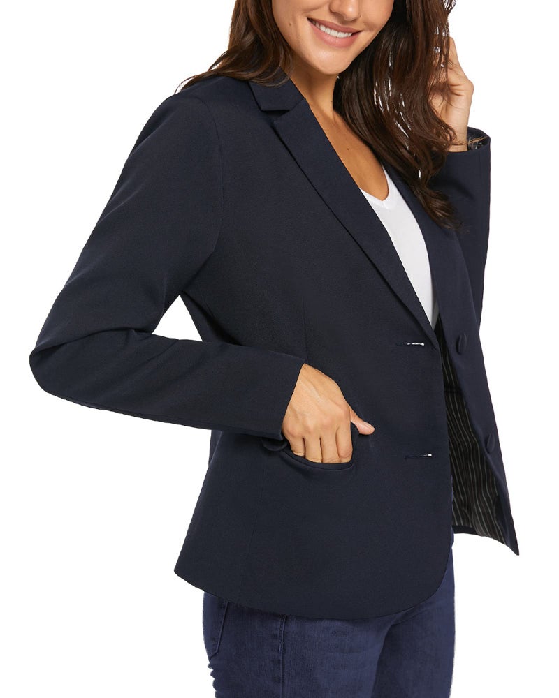 LookbookStore Women Work Blazer Jacket Casual Navy Blue Two Buttons Blazer Plus Size Jacket Suit Plus Size Womens Blazers for Work Professional Suit Jackets Women XXL 20 22 - Image 4